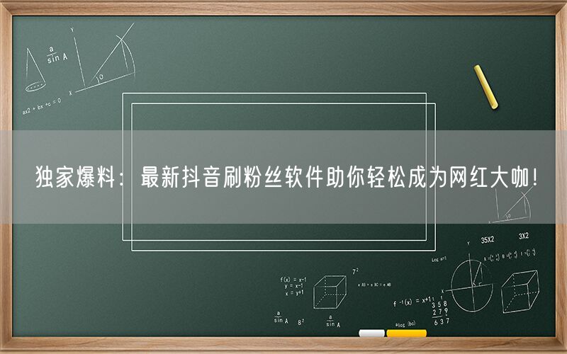 独家爆料：最新抖音刷粉丝软件助你轻松成为网红大咖！